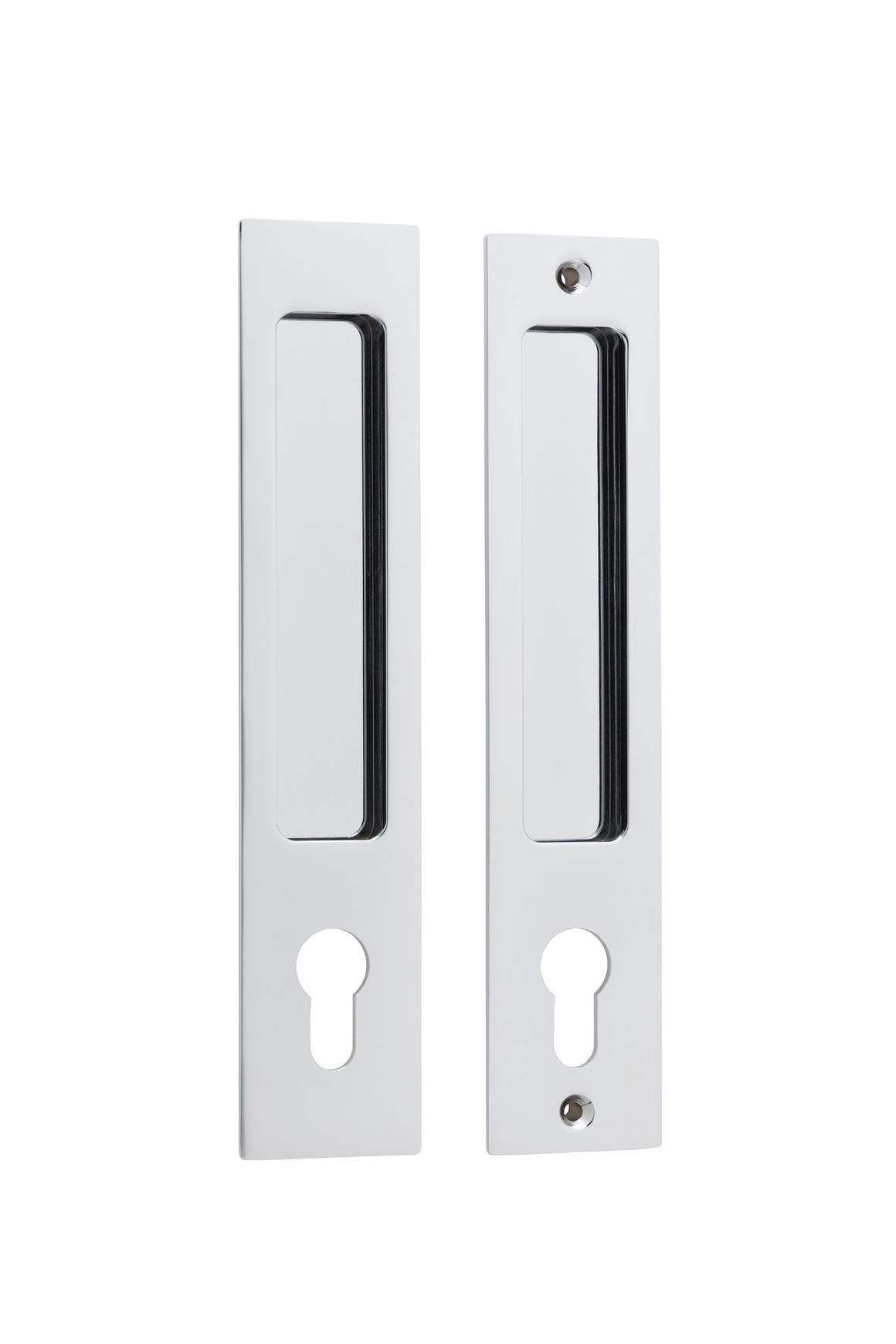 Iver Rectangular Flush Pull Euro Lock Polished Chrome for Sliding Doors 21414E *Pair*