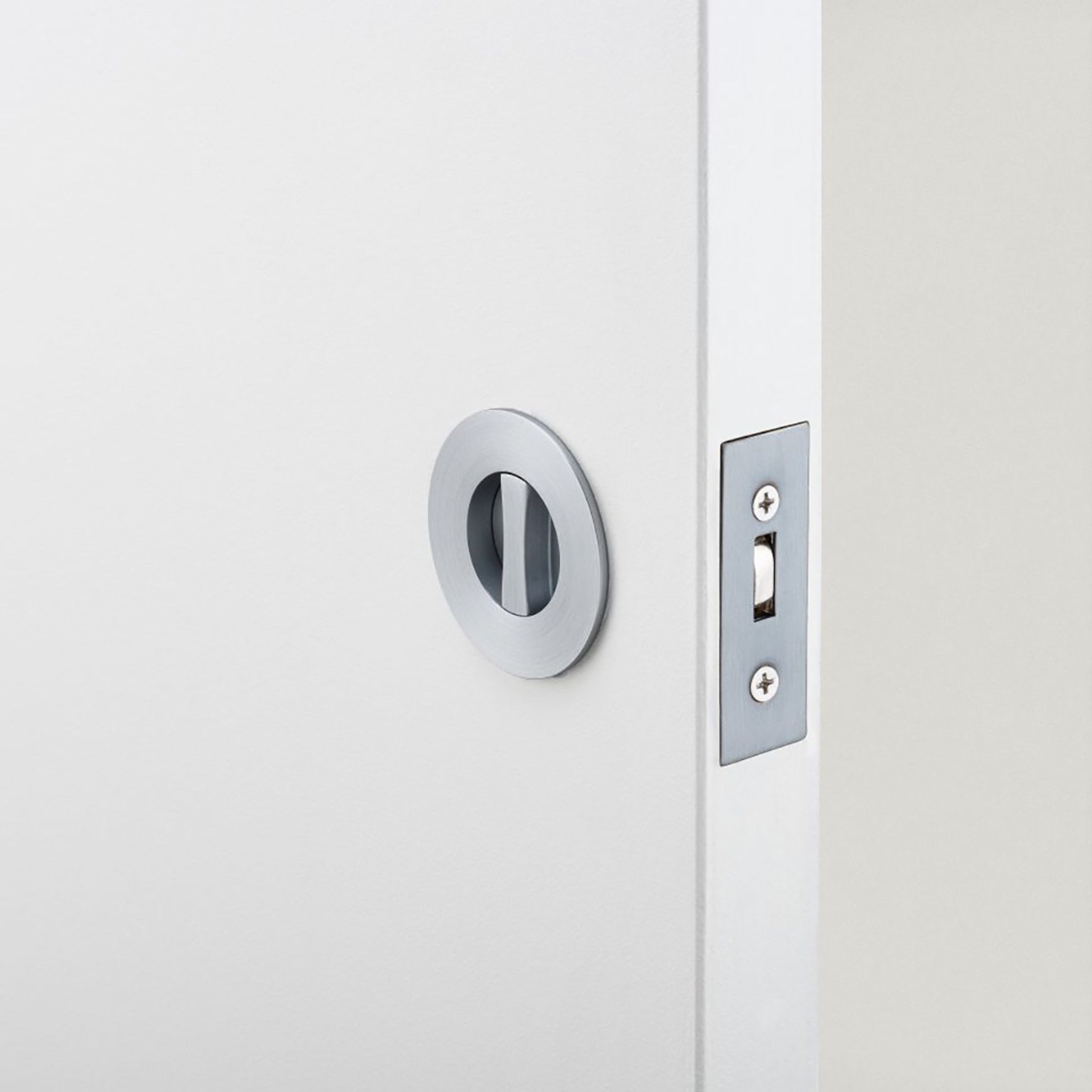 Iver Sliding Door Pull Round Privacy Brushed Chrome 21435 *Pair*