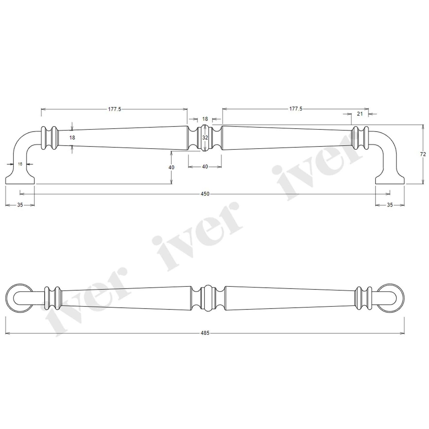 Iver Sarlat Door Pull Handle Chrome Plated 487mm x 72mm 9384