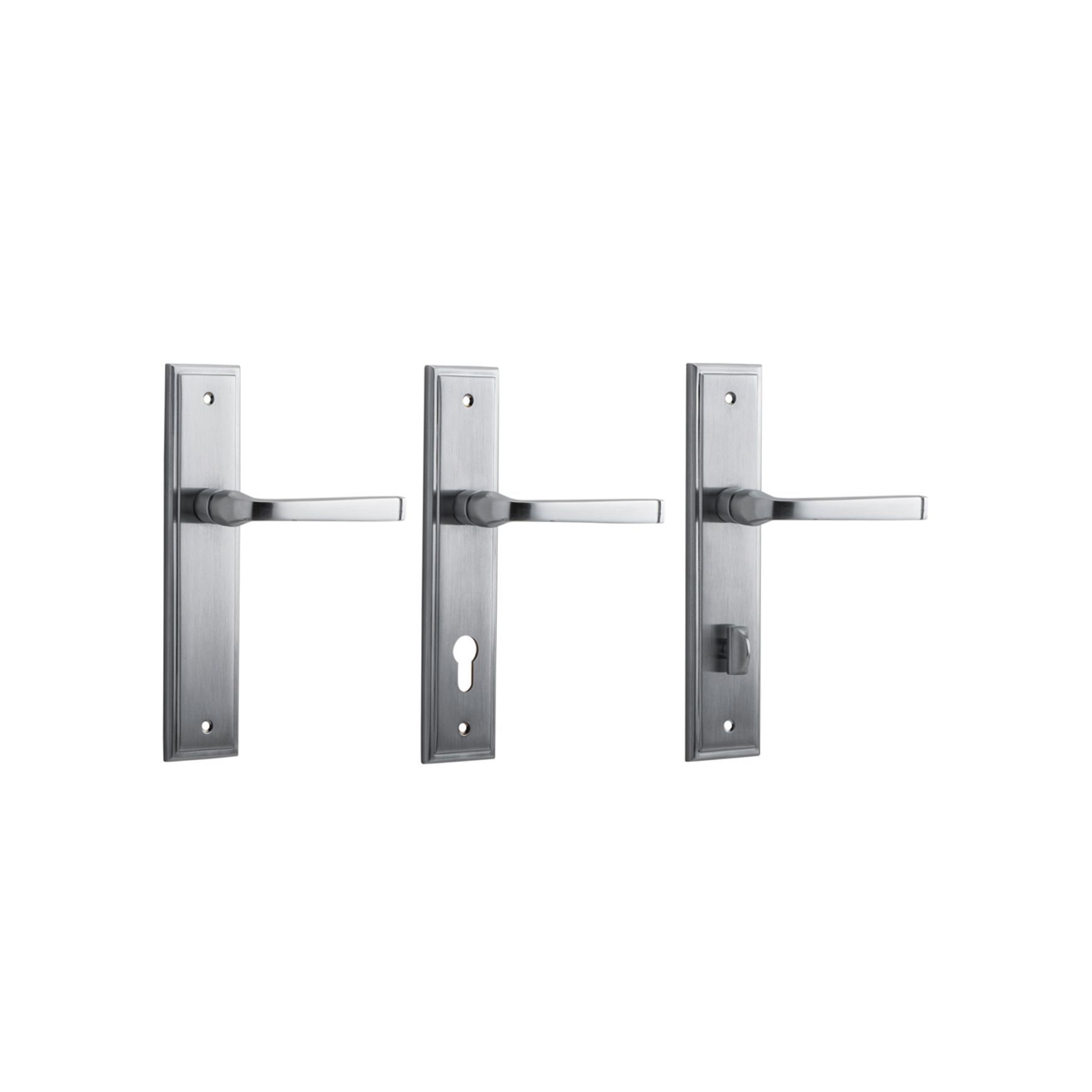 Iver Annecy Door Lever on Stepped Backplate Brushed Chrome - Customise to your needs