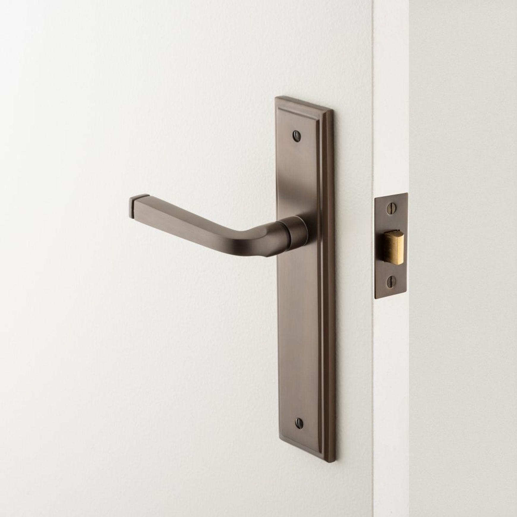 Iver Annecy Door Lever on Stepped Backplate Brushed Chrome - Customise to your needs
