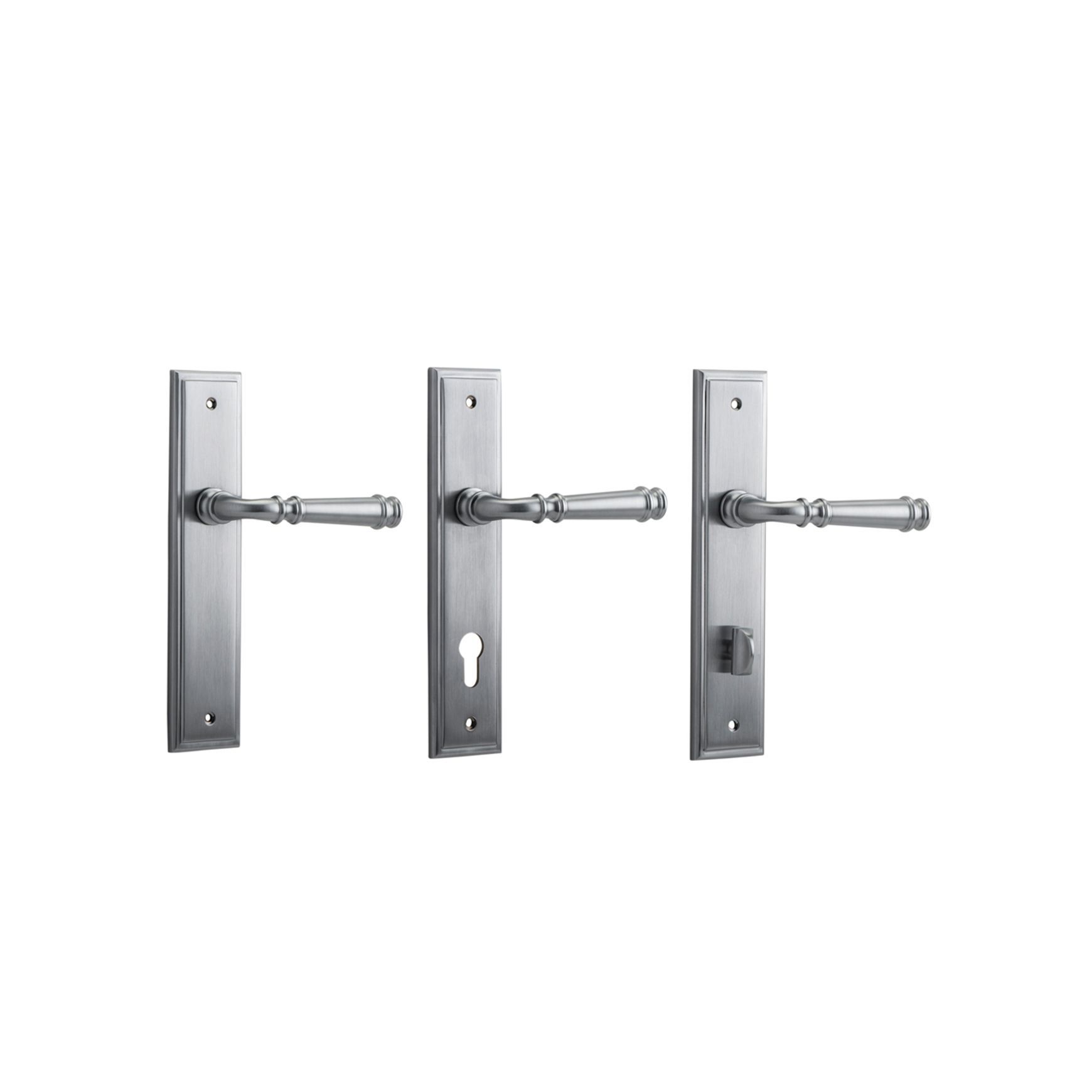 Iver Verona Door Lever on Stepped Backplate Brushed Chrome - Customise to your needs