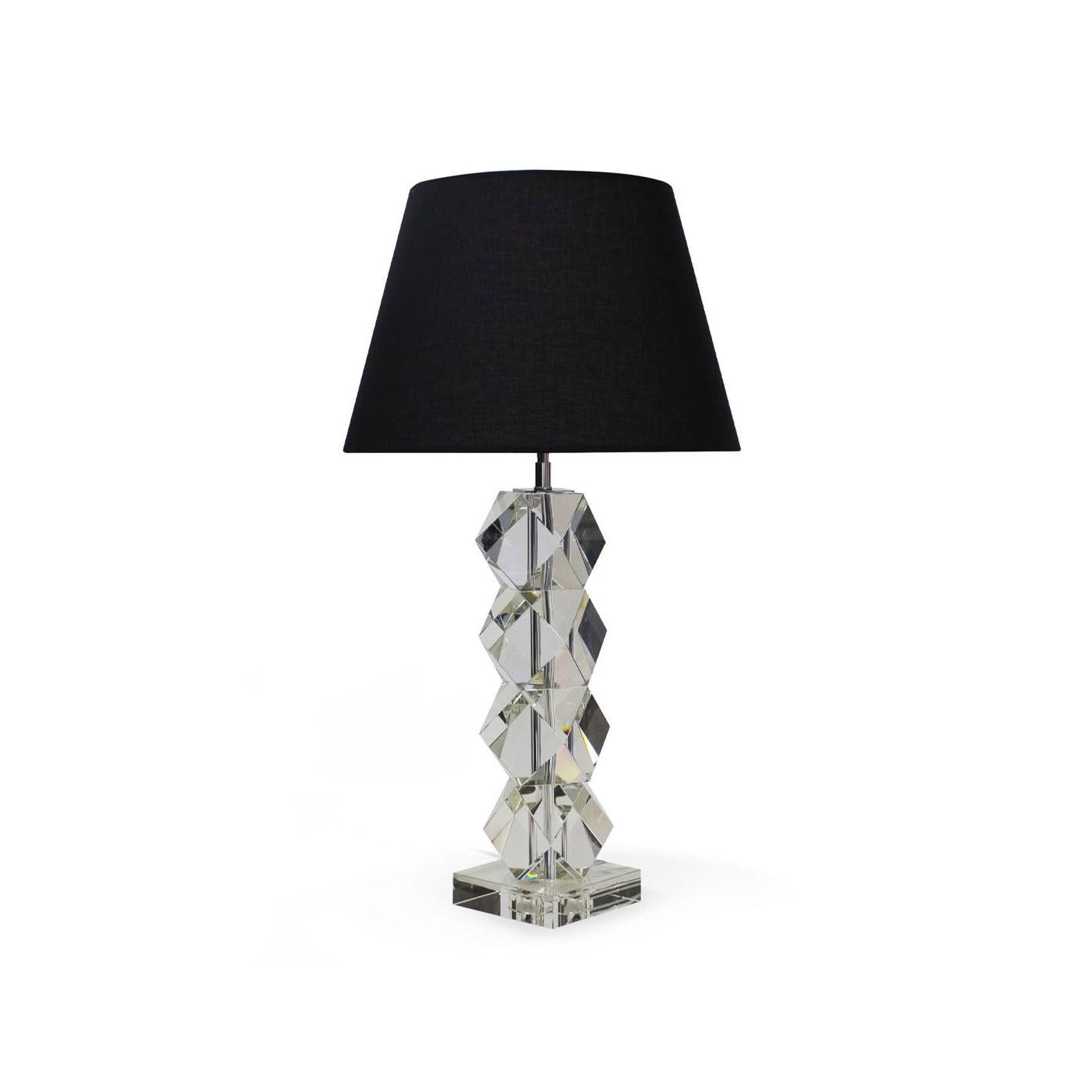 Rialto Table Lamp - Crystal With Black Linen Shade