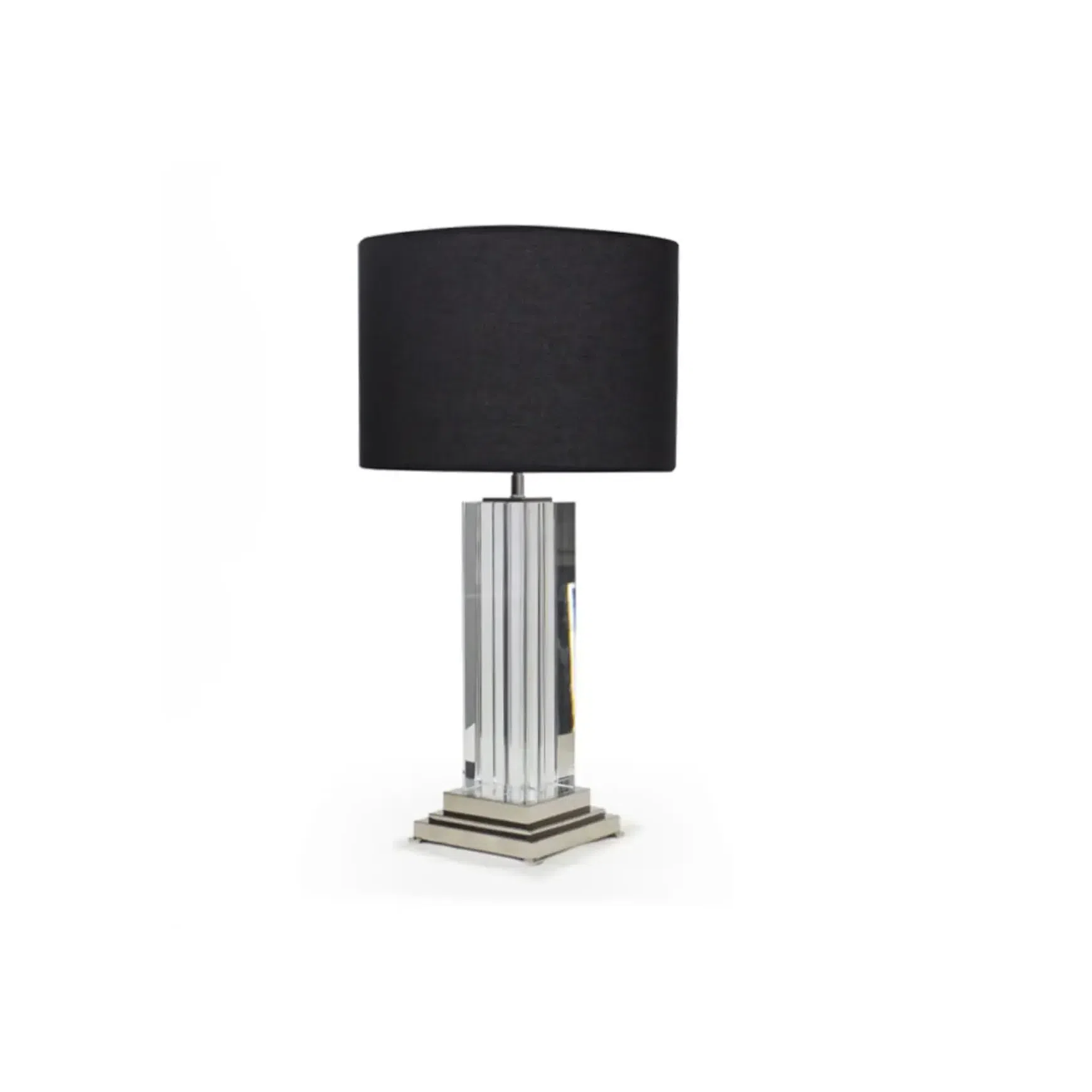 Murano Table Lamp - Crystal With Black Linen Shade