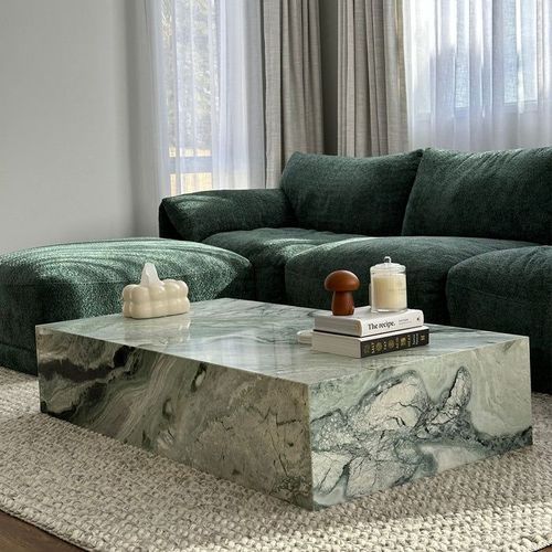 Block Coffee Table - Twill Green Marble | Natural Stone Co.