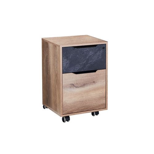 Daxton Mobile Cabinet 41cm - Warm Oak & Black