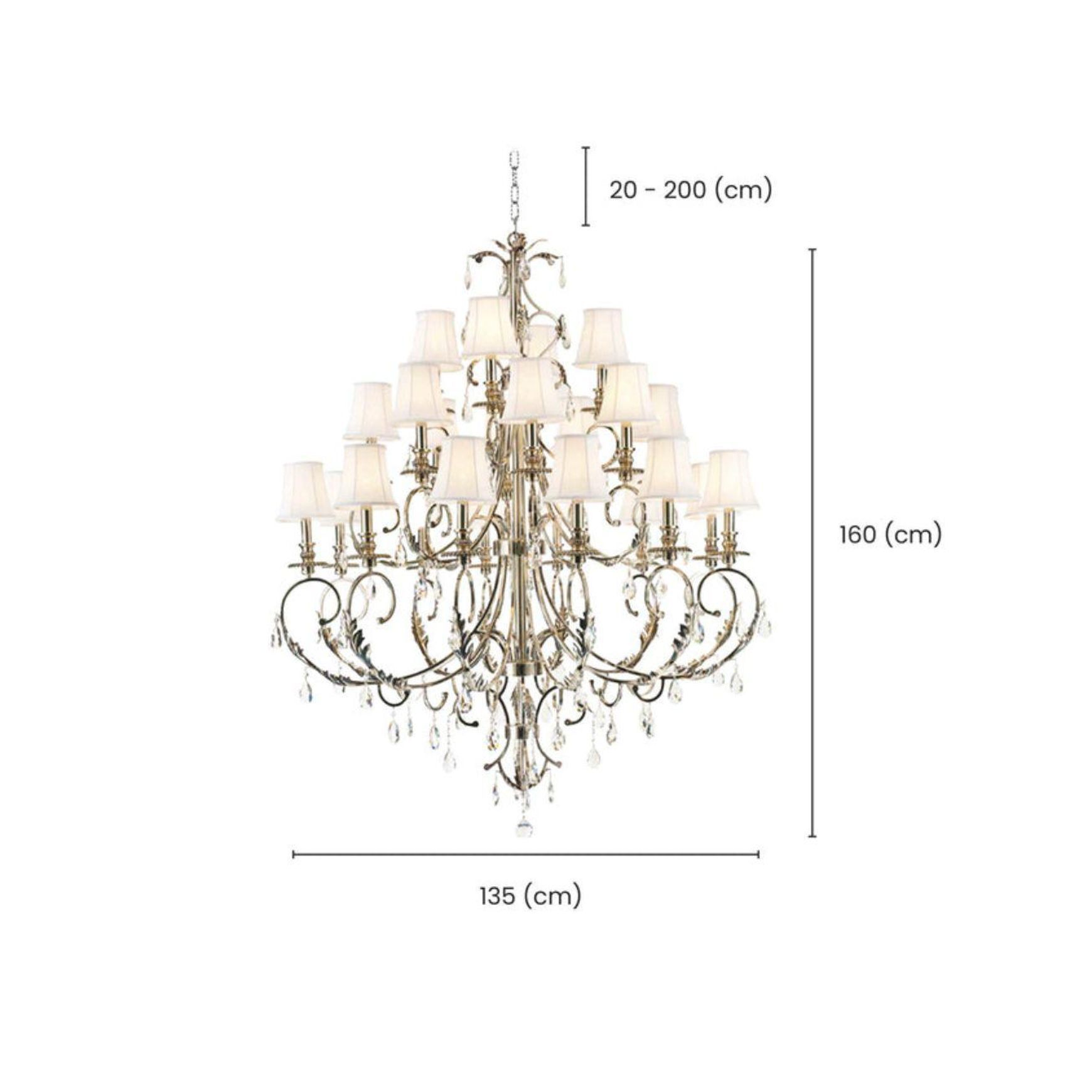 ARIA - Hampton 24 Arm Chandelier - Brass