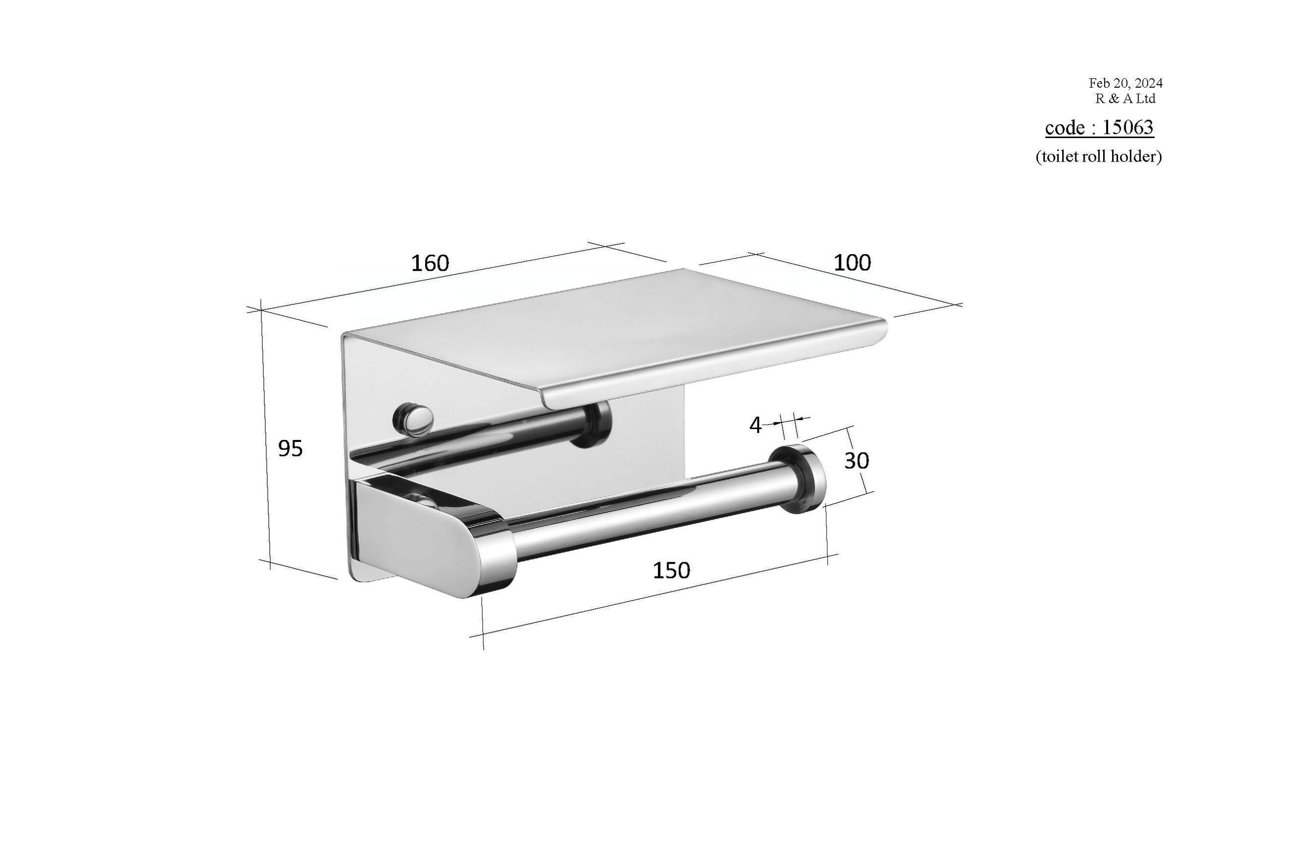 Versa Toilet Roll Holder & Shelf