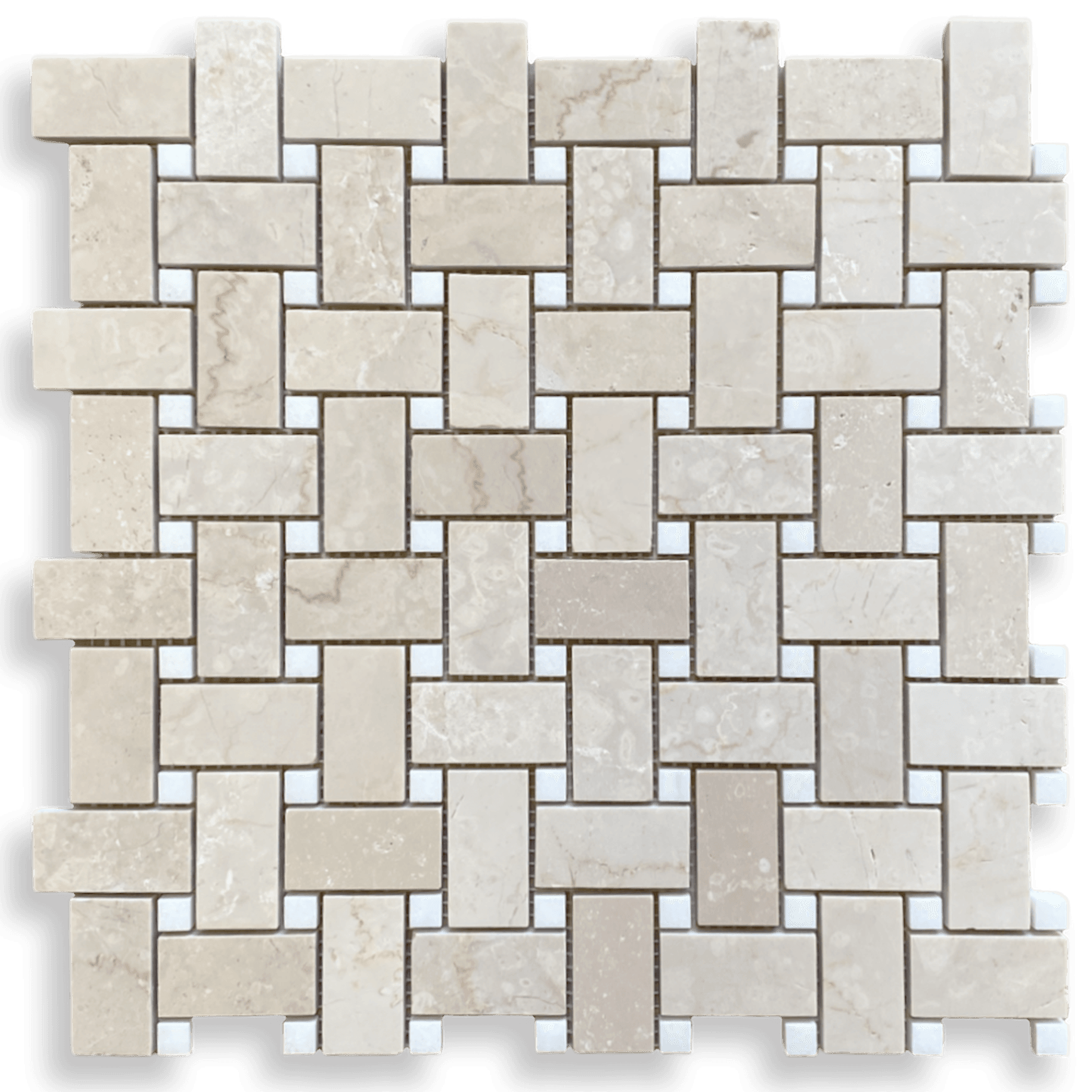 Basketweave, Botticino and Thassos Marble Honed