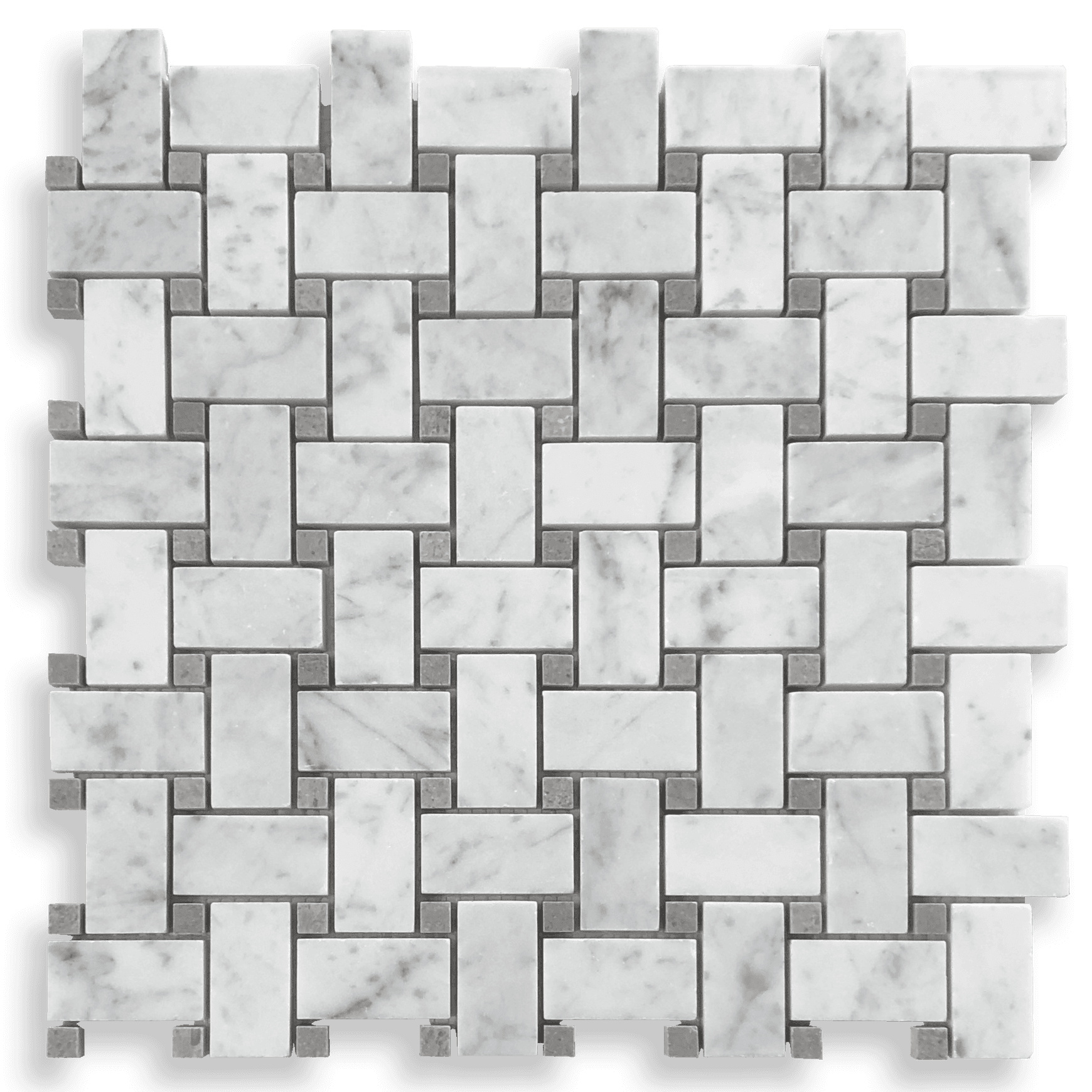 Basketweave, Carrara/Grey Marble Honed