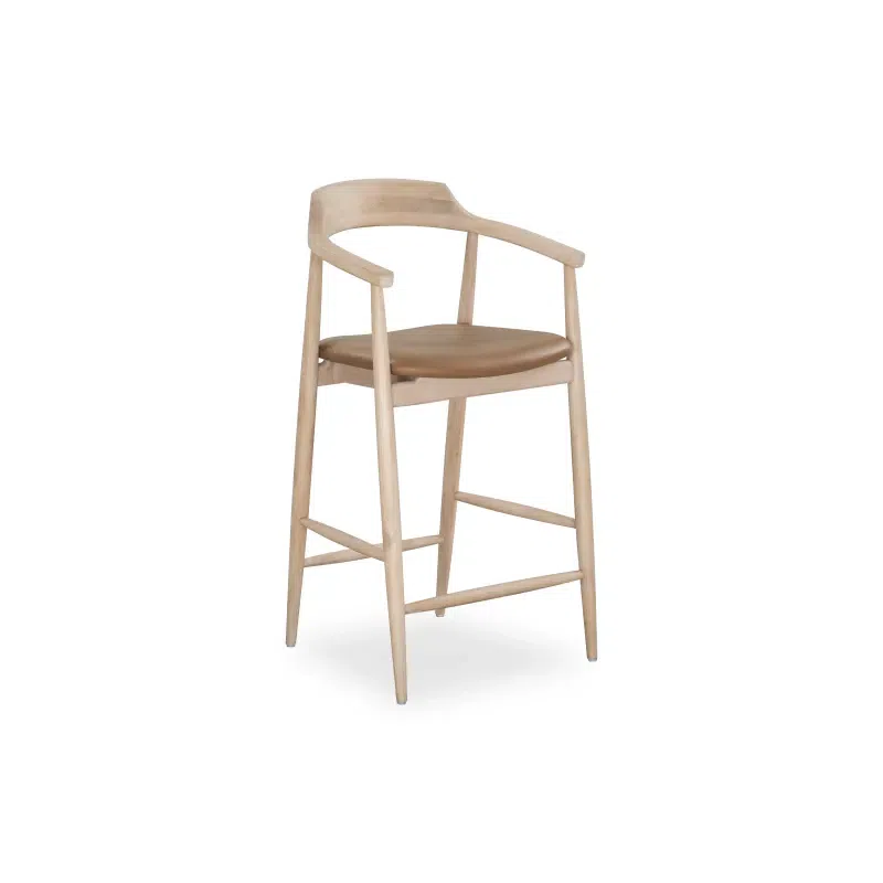 Profile Bar Stool 65cm - Oak / Tan Leather
