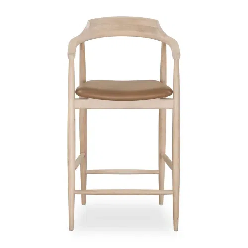 Profile Bar Stool 65cm - Oak / Tan Leather