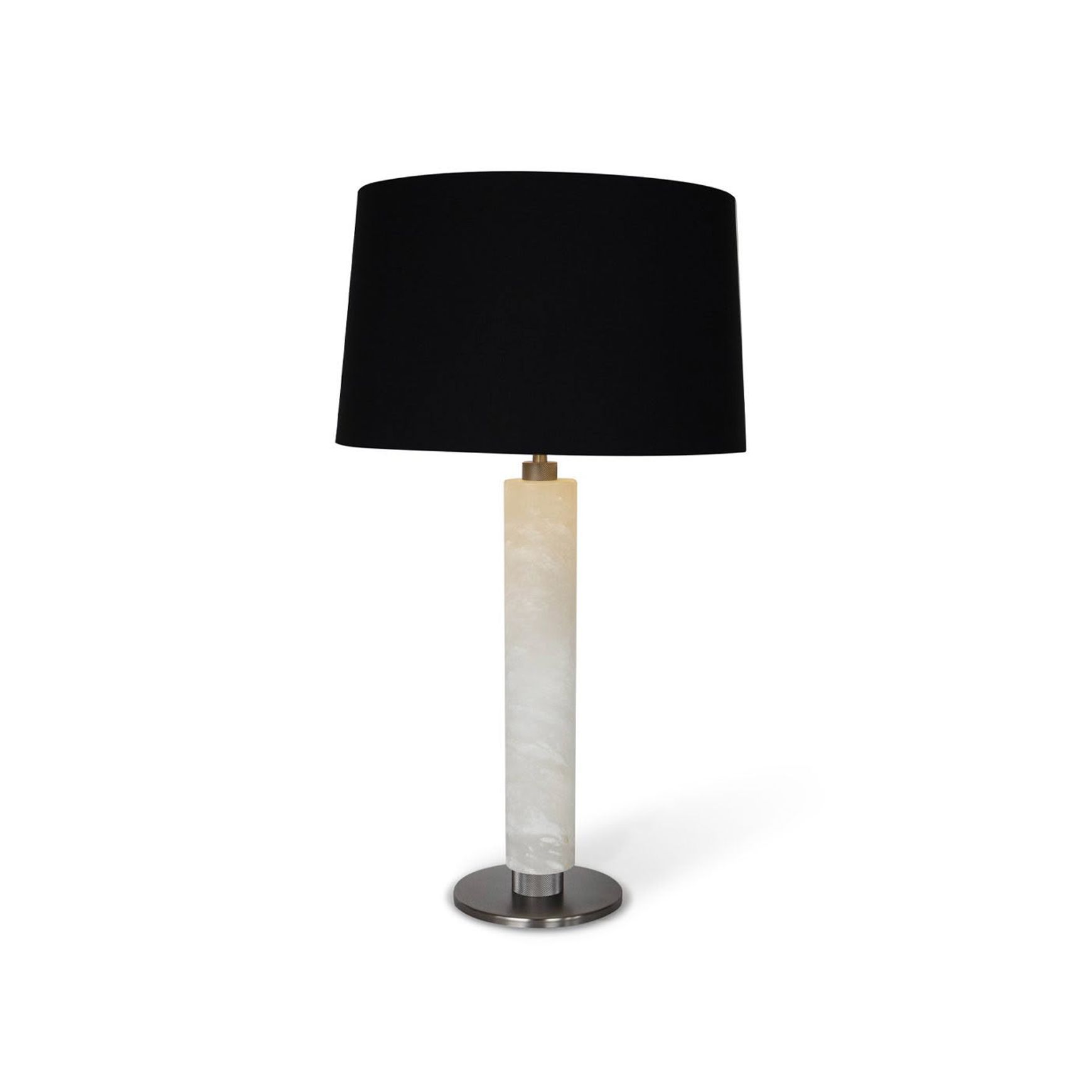 Tz - Valencia Table Lamp - Alabaster, Vintage Silver Finish With Black Shade
