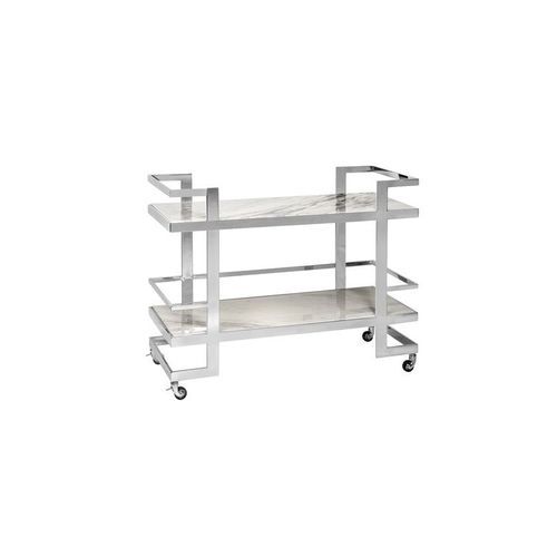 Polished Chrome Drinks Trolley with Marble