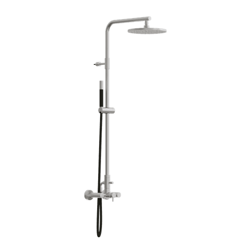 Classy Wall Mount Shower Column With External Mixer & Handshower Polished Stainless Steel