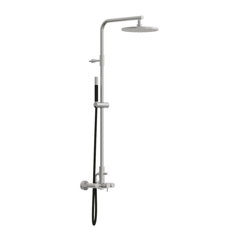 Classy Wall Mount Shower Column With External Mixer & Handshower Polished Stainless Steel