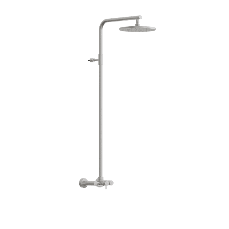 Classy Wall Mount Shower Column With External Mixer Polished Stainless Steel