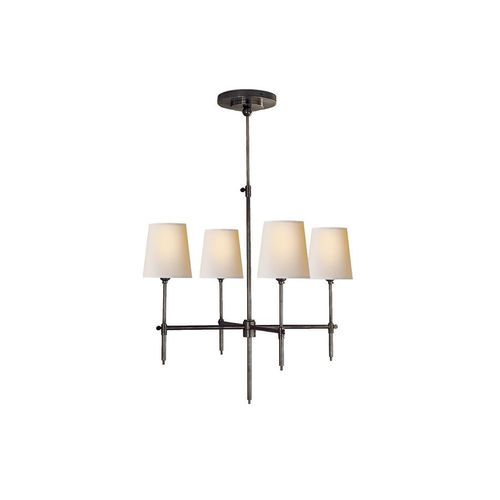 Thomas O'Brien Bryant Chandelier Small in Bronze with Natural Paper Shades