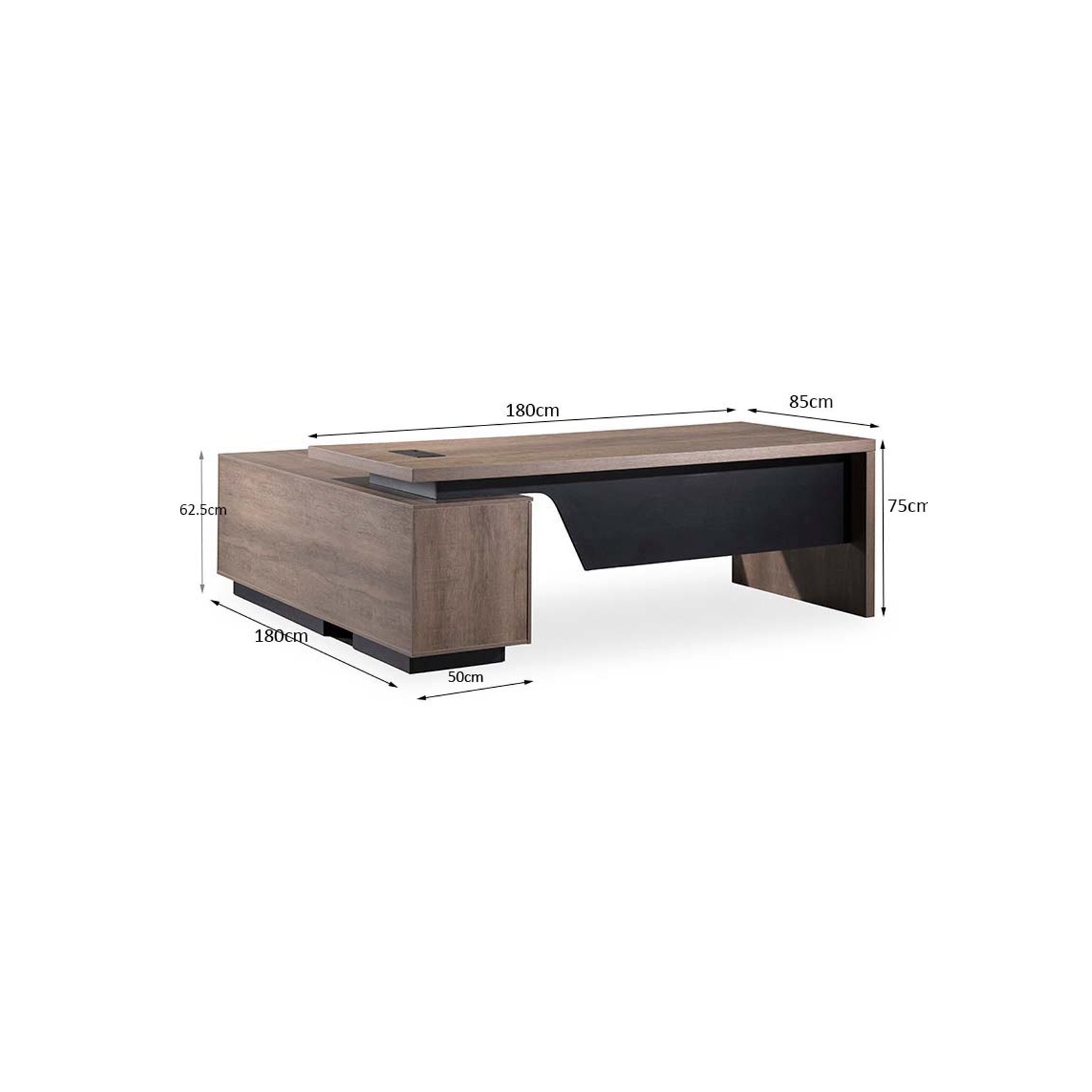 BALDER Executive Desk with Right Return 1.8-2.0M - Warm Oak & Black