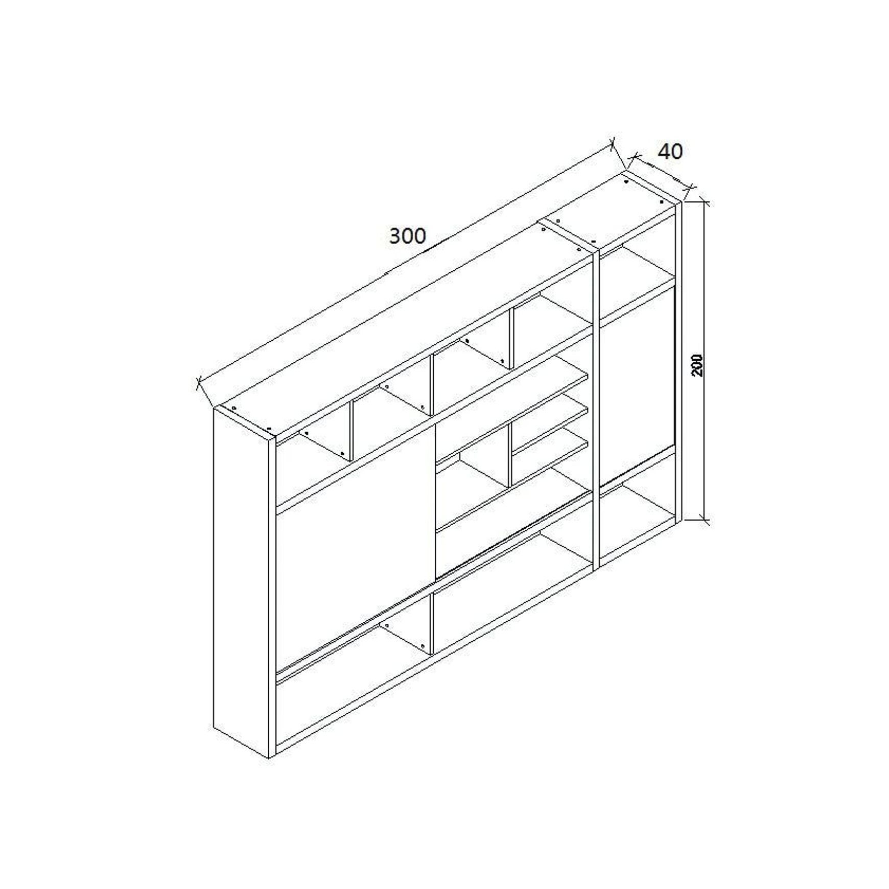 PHOENIX Display Wall Unit 3.0M - Warm Oak & Black