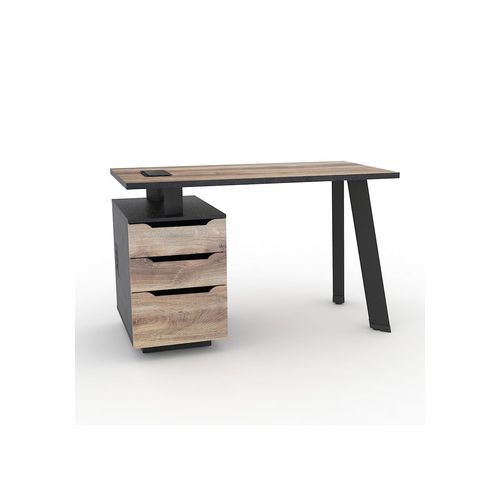ARTO Single Workstation Desk with Left Cabinet 1.2M - Warm Oak & Black