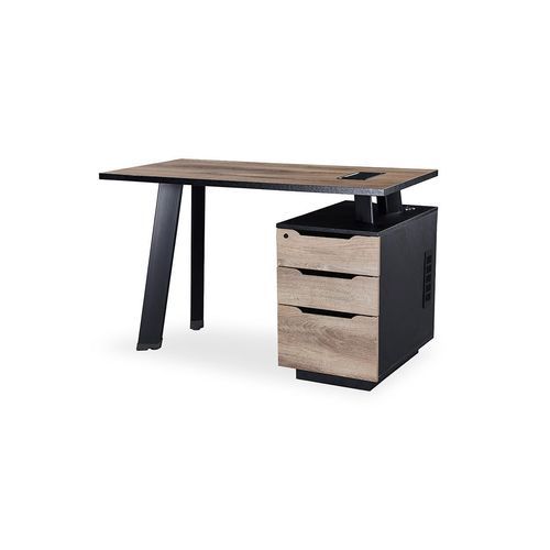 ARTO Single Workstation Desk with Right Cabinet 1.2M - Warm Oak & Black