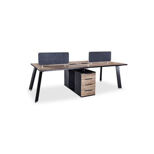 ARTO 4 People Back to Back Workstation 2 Cabinets 2.4M - Warm Oak & Black