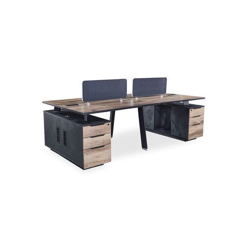 ARTO 4 people Back to Back Workstation 4 Cabinets 2.4M - Warm Oak & Black