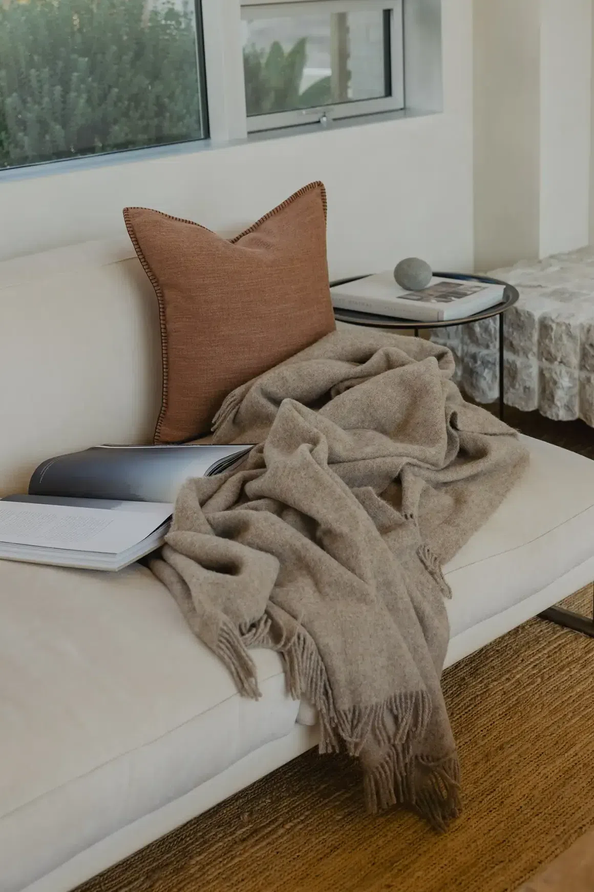 Weave Home Nevis Throw Blanket - Oak | NZ Lambswool