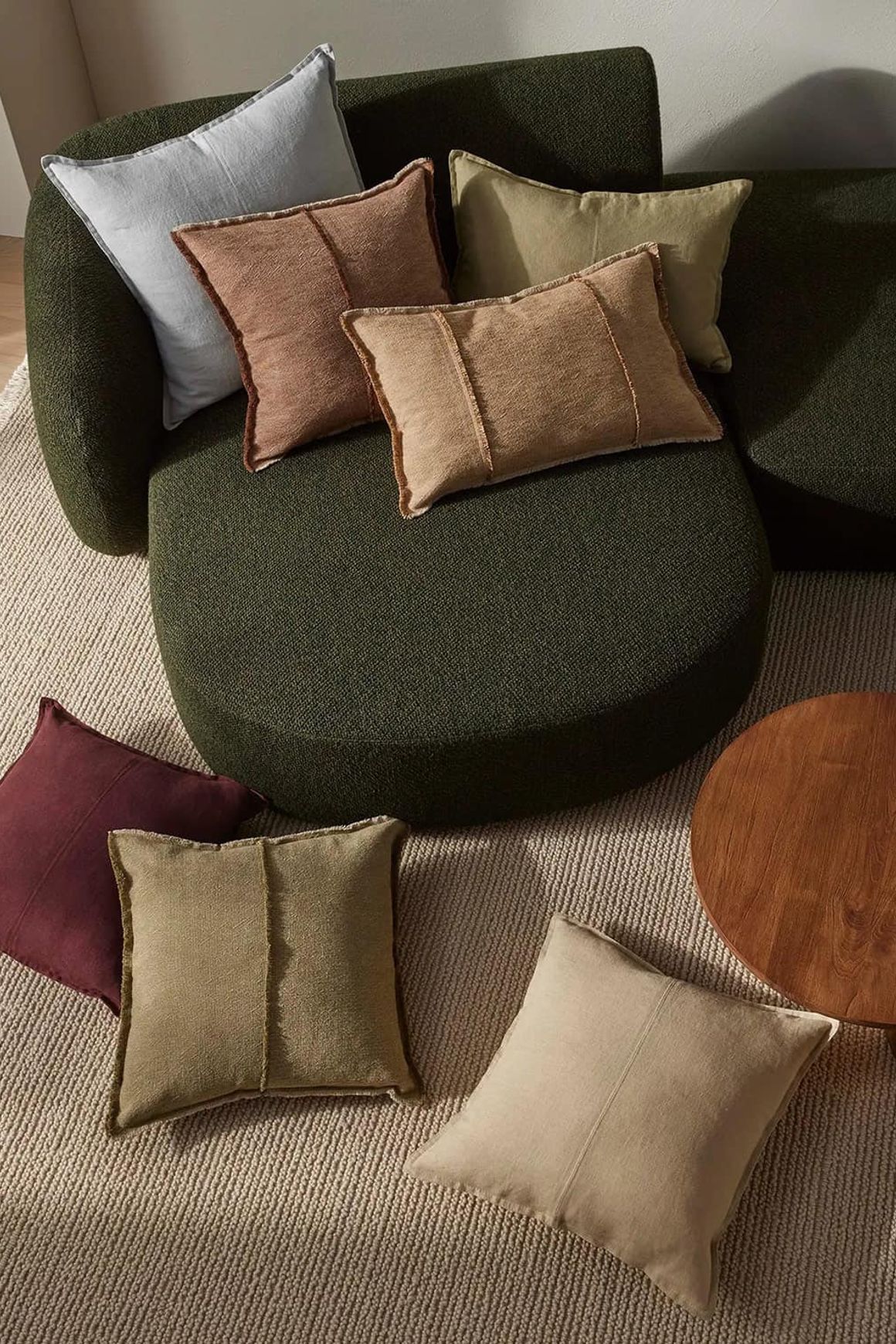 Weave Home Adela Cushion - Forest | Linen Blend