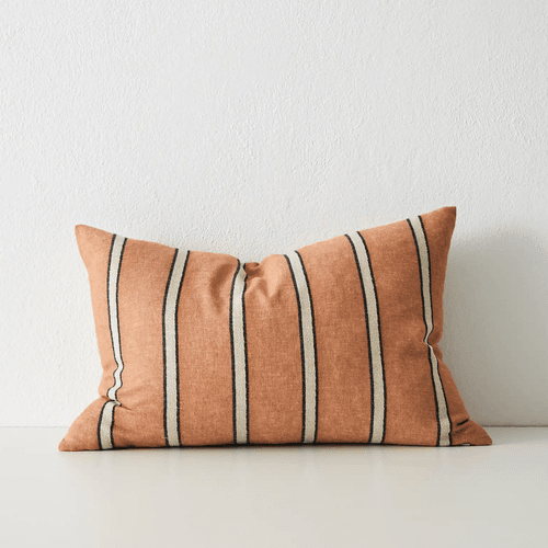 Weave Home Vinnie Striped Cushion - Terracotta | Square and Lumbar