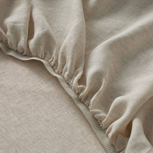 Ravello Linen Fitted Sheet - Savanna Pinstripe | Weave Home