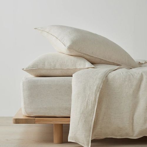 Ravello Linen Flat Sheet - Savanna Pinstripe | Weave Home