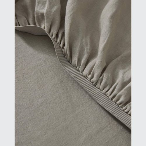 Ravello Linen Fitted Sheet - Pebble | Weave Home