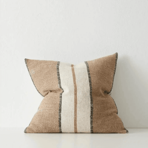 Weave Home Ottavio Cushion - Cocoa | Textured Stripe