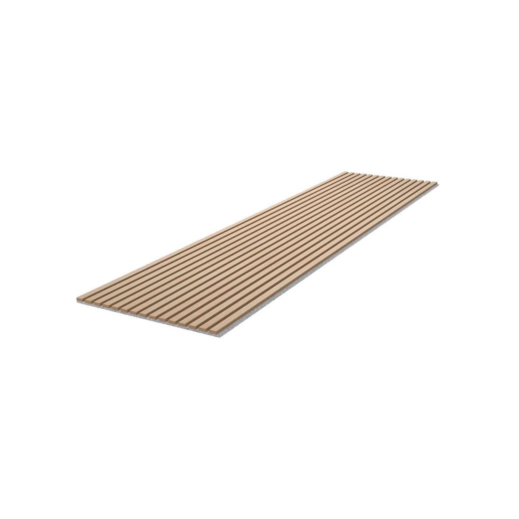 WOODFLEX Flexible Acoustic Wood Slat Wall Panel, Oak Veneer on Light Grey - 2700mm x 600mm