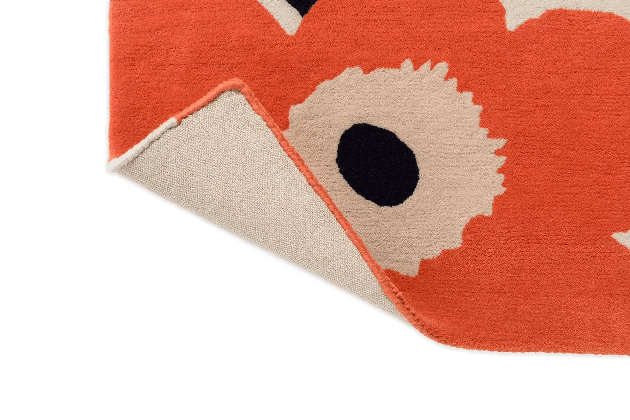Marimekko Unikko - Orange Red | 100% Wool Designer Floor Rug