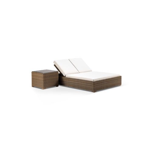 Breeze Double Wheat Sun Lounge with Side Table