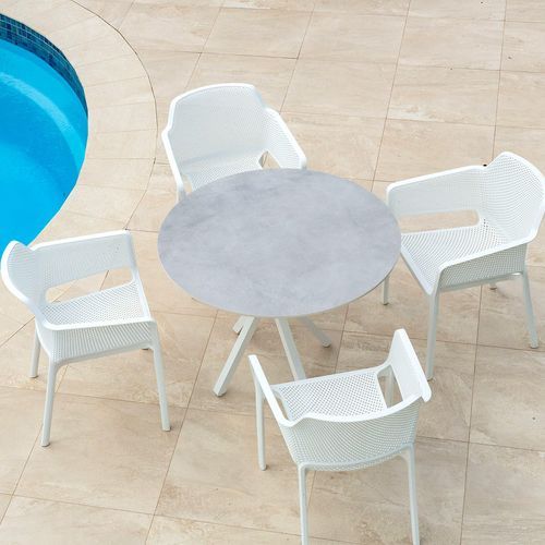 Adele Round Ceramic Table With Bailey Chairs 5pc Outdoor Dining Setting