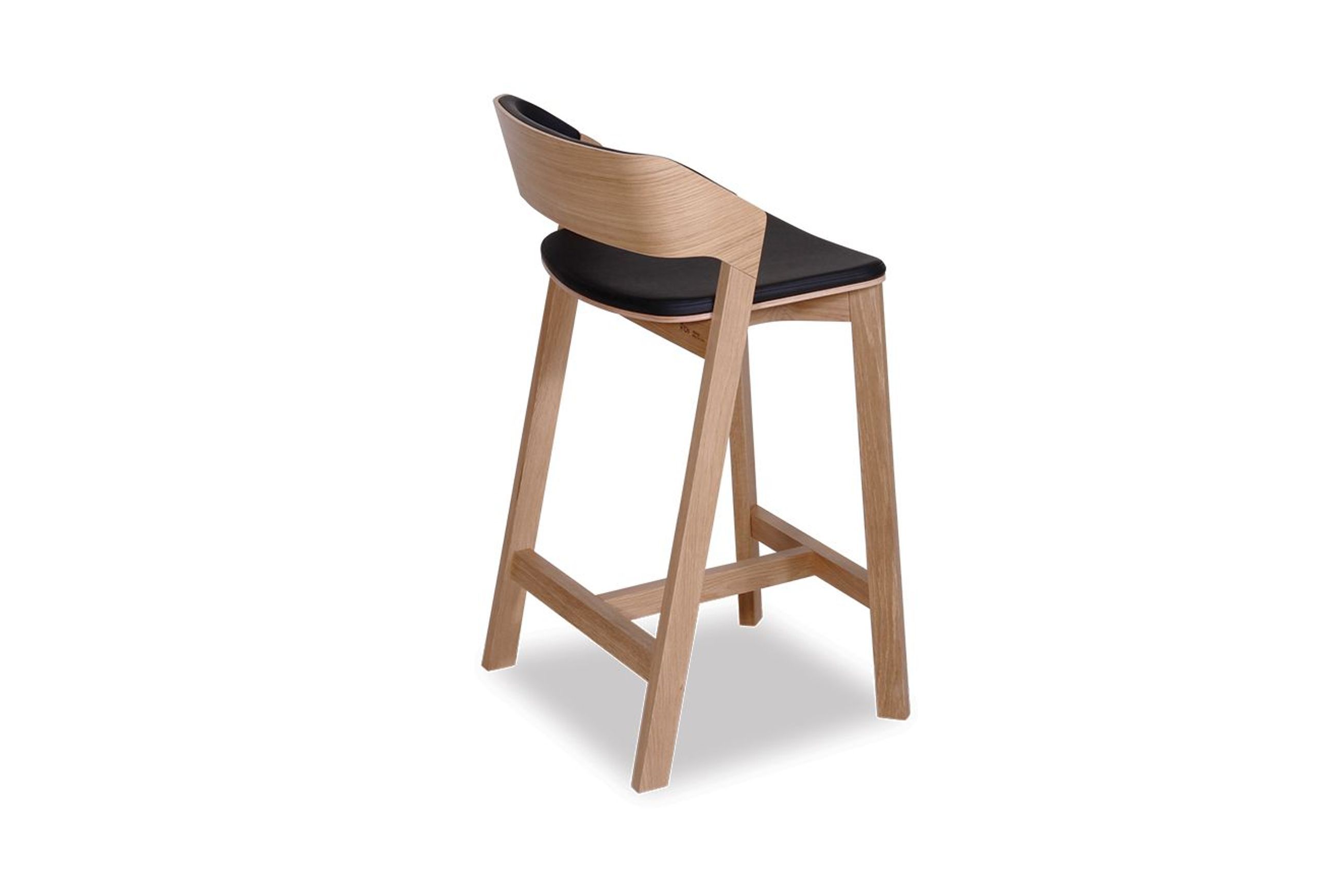 Merano Kitchen Stool - Natural Oak - Black Pad - by TON