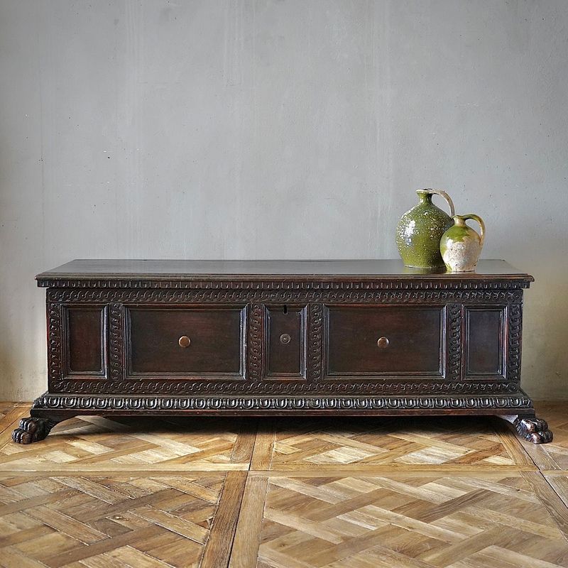 Italian 17th Century Walnut Cassone Chest