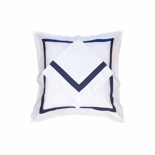 Ava Collection European Pillowcase Set - Navy Trim