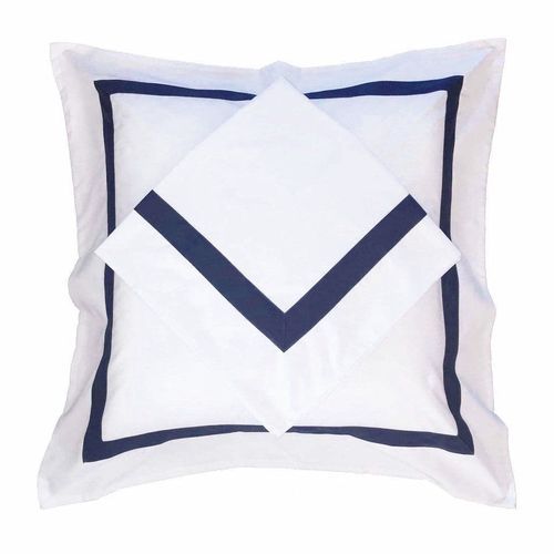 Ava Collection European Pillowcase Set - Navy Trim
