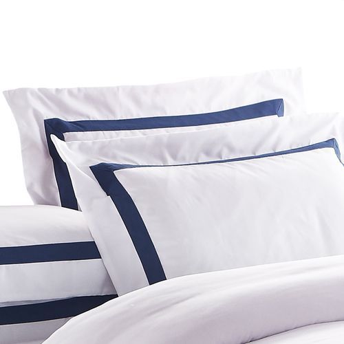 Ava Collection Standard Pillowcase Set - Navy Trim