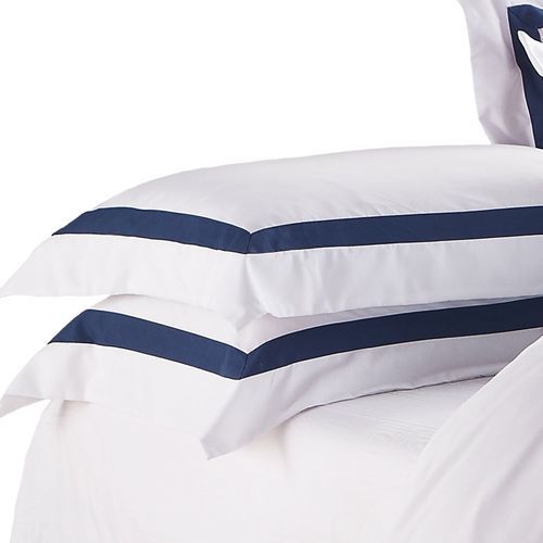 Ava Collection Standard Pillowcase Set - Navy Trim