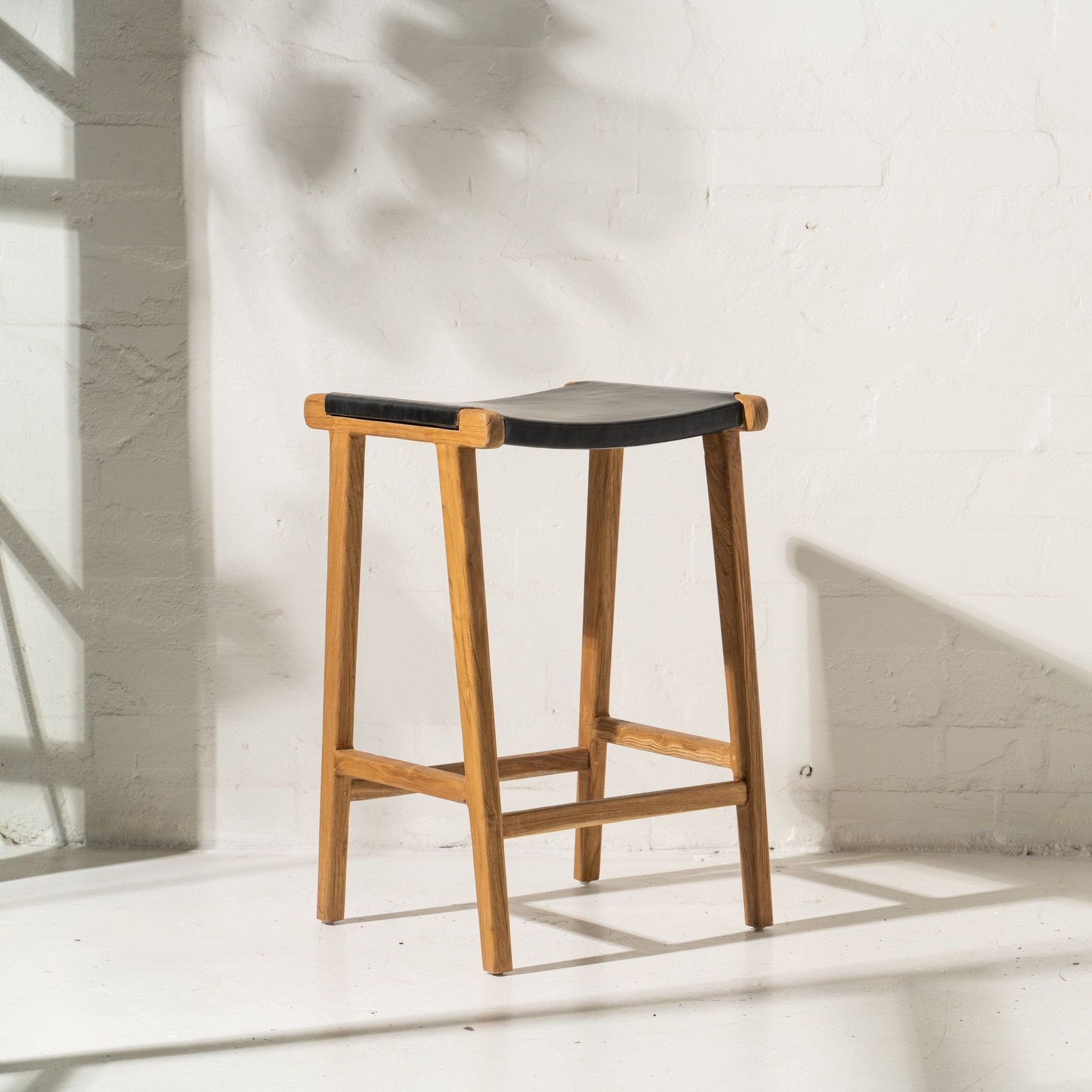 Avel Black Leather Barstool