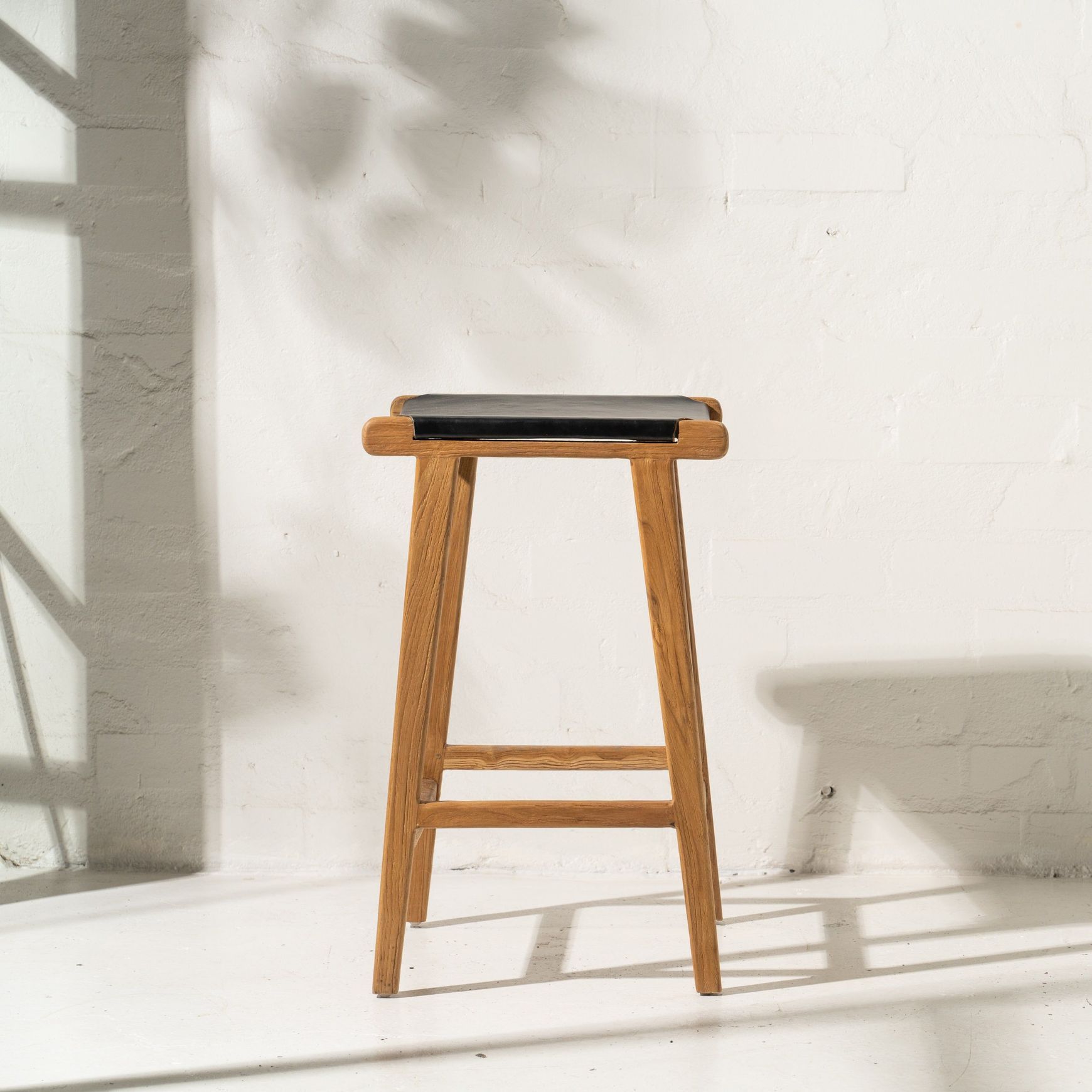 Avel Black Leather Barstool