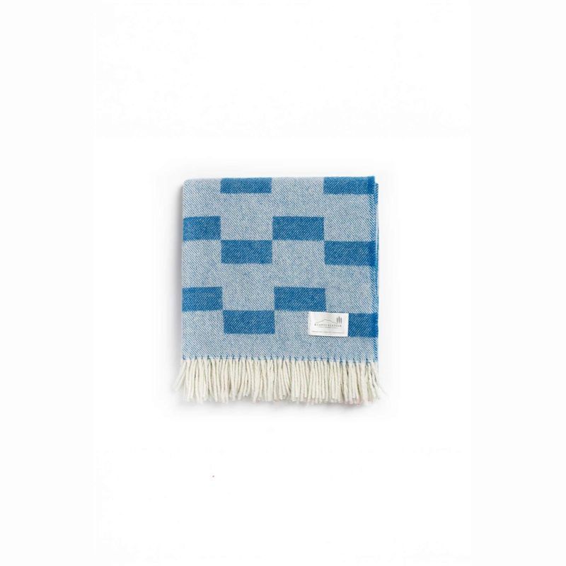 Ruanui Station Lambswool Throw - Backtrap Blue