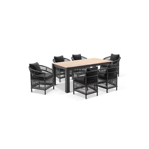 Balmoral Outdoor Teak Table & 6 Malawi Chairs |Charcoal