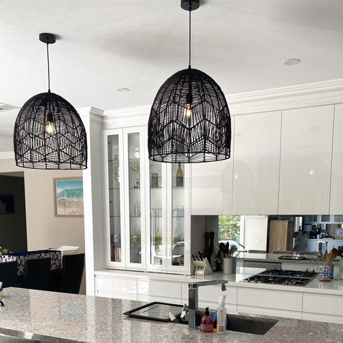 Black Rattan Lace Pendant Light - Amalfi - 2 Sizes